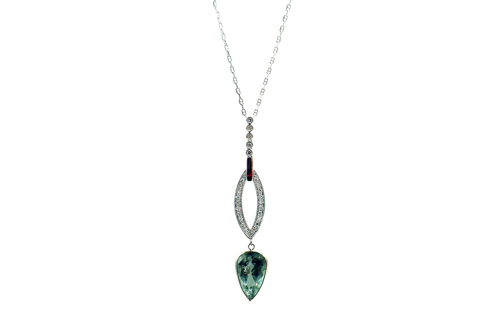 Paraiba Blue Tourmaline and Diamonds Necklace in 14KT White Gold