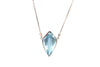 Custom Cut Moss Aquamarine Diamond Necklace in 14KT White Gold