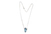 Custom Cut Moss Aquamarine Diamond Necklace in 14KT White Gold
