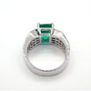 3CT Natural Colombian Emerald and 2 CT Diamonds 18KT White Gold Ring